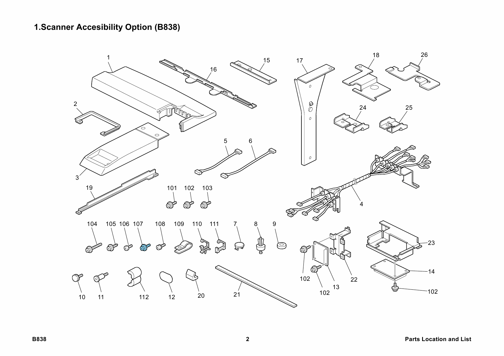 RICOH Options B838 SCANNER-ACCESIBILITY-OPTION-TYPE-4045 Parts Catalog PDF download-2